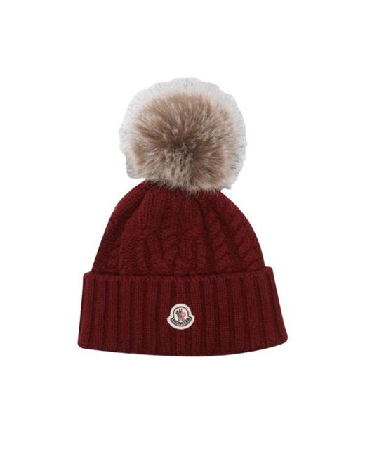 Moncler Red Pom-Pom Hat