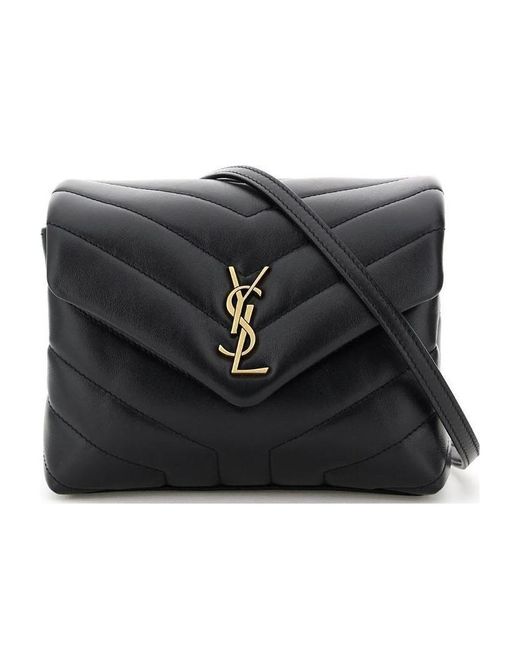 Saint Laurent Black Loulou Toy Logo Plaque Shoulder Bag