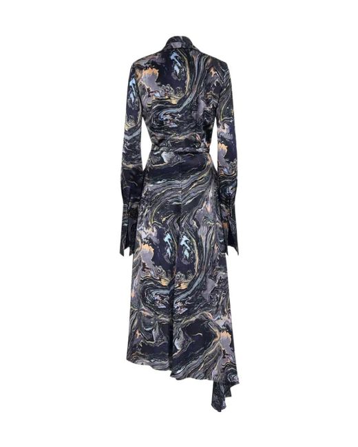 Fendi Blue Marbled Midi Crêpe Dress