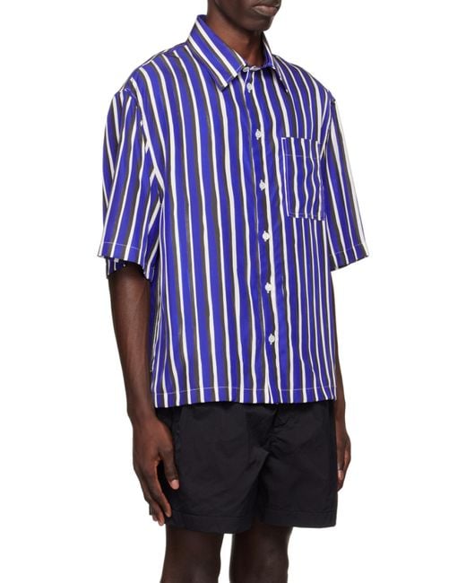 Bottega Veneta Blue Stripe Printed Shirt for men