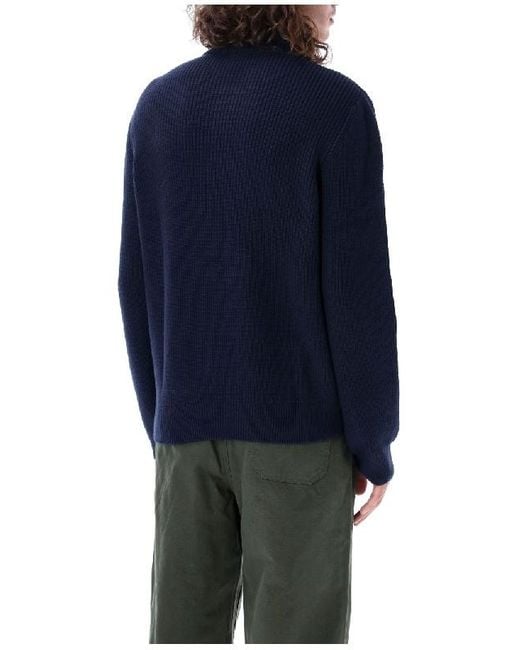 A.P.C. Blue Alex High-Neck Knitted Jumper for men