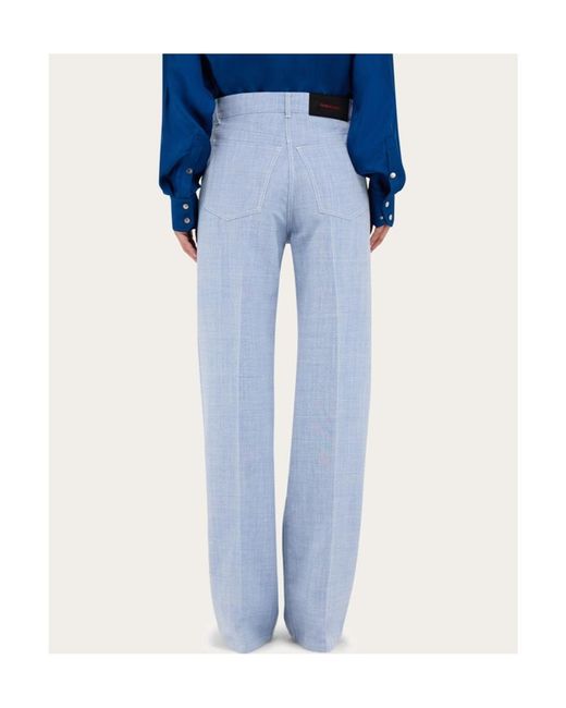 Ferragamo Blue Five-Pocket Pants
