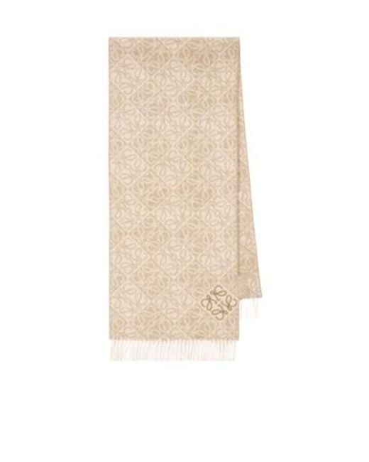 Loewe Natural Monogram Jacquard Fringed Scarf