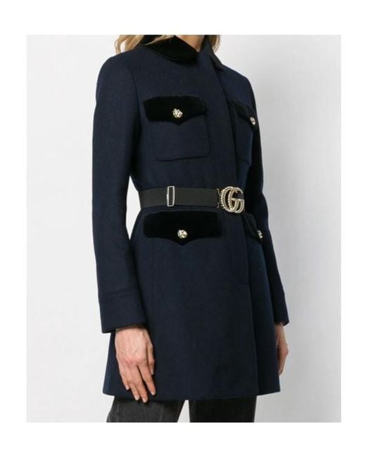 Gucci Blue Lapel Logo Coat