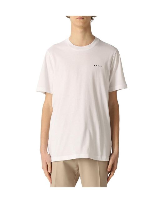 Marni White Logo-Print T-Shirt for men