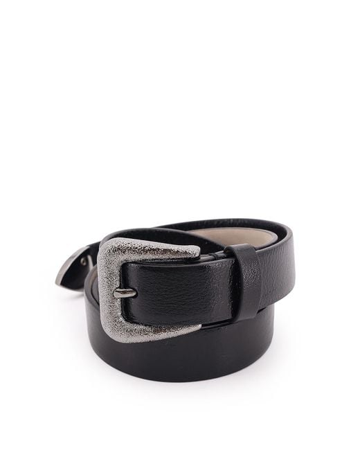 Brunello Cucinelli White Metal-Buckle Leather Belt