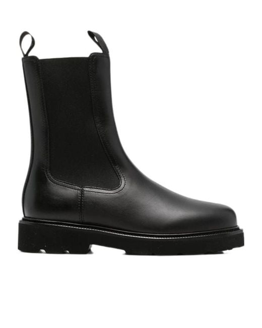 Henderson Black Round-Toe Short Boots