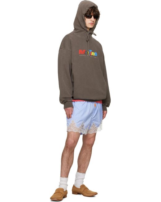 Martine Rose Brown Logo Print Drawstring Hoodie for men