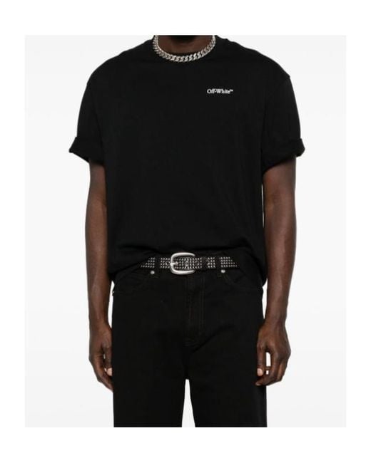Off-White c/o Virgil Abloh Black Logo Printed Crewneck T-Shirt for men