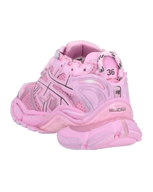Balenciaga Pink Lace-Up Logo Sneakers