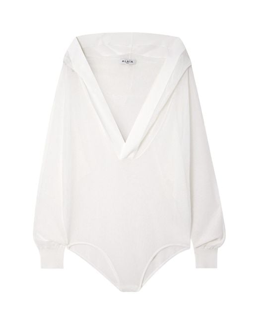 Alaïa White Hooded Jumpsuit