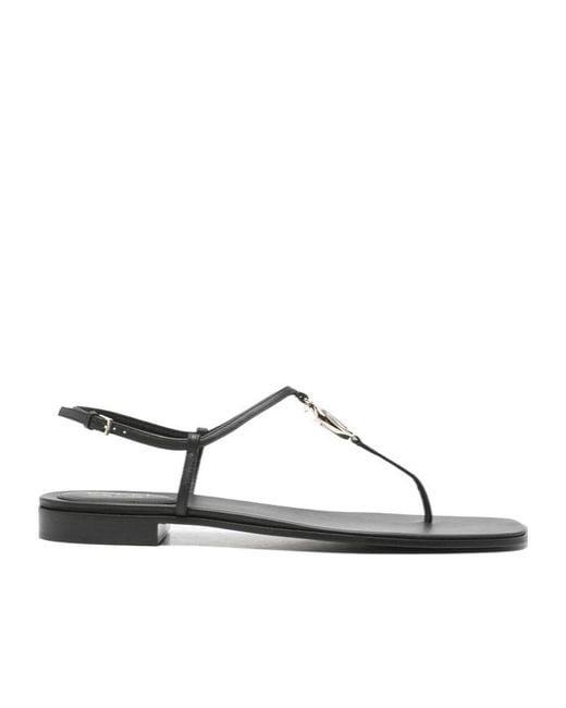 Gucci Brown Thong Logo Plaque Sandals