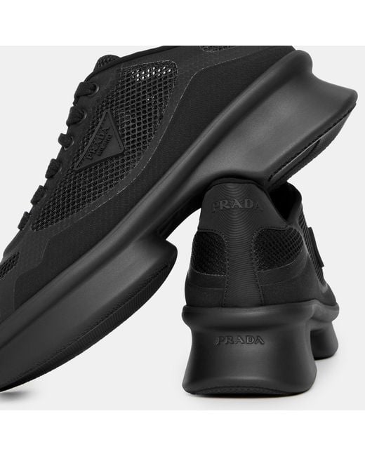 Prada Black Lace-Up Sneakers
