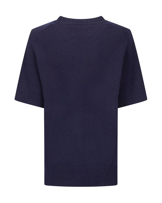 Extreme Cashmere Blue Scott Short-Sleeve Knitted Top