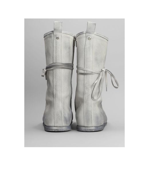 Ann Demeulemeester Gray Logo Embossed Lace-Up Sneakers for men