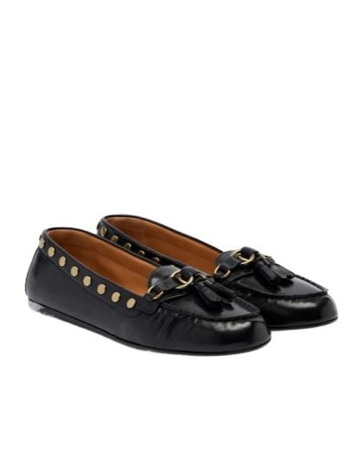 Isabel Marant Black Faxel Studded Leather Moccasins