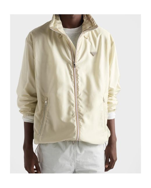 Prada Natural Re-Nylon Hooded Windbreaker Jacket for men