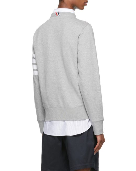 Thom Browne Gray Engineered 4-Bar Crewneck Sweatshirt for men