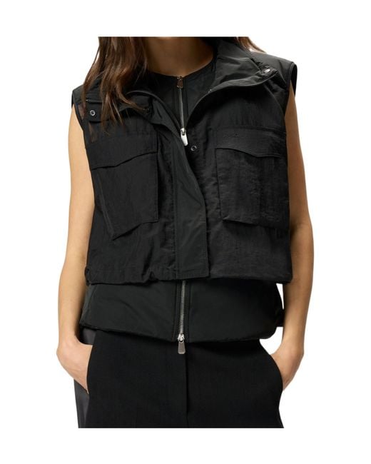 Pinko Black Sleeveless Drawstring Down Jacket