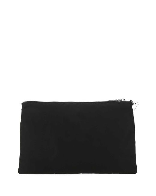 Prada Black Re-Nylon And Saffiano Leather Pouch for men
