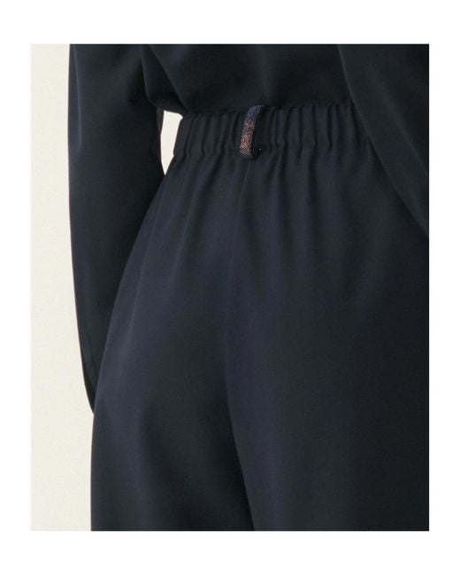 Fabiana Filippi Blue Elasticated-Waistband Wide-Leg Trousers