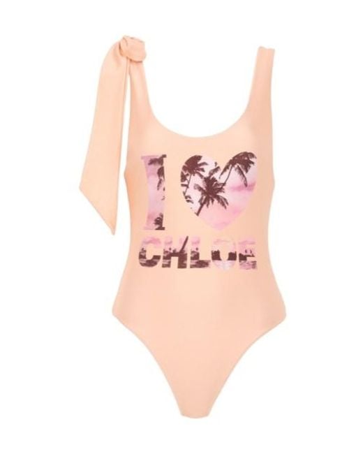 Chloé Pink Chloé Scoop-Neck One-Piece Swimsuit