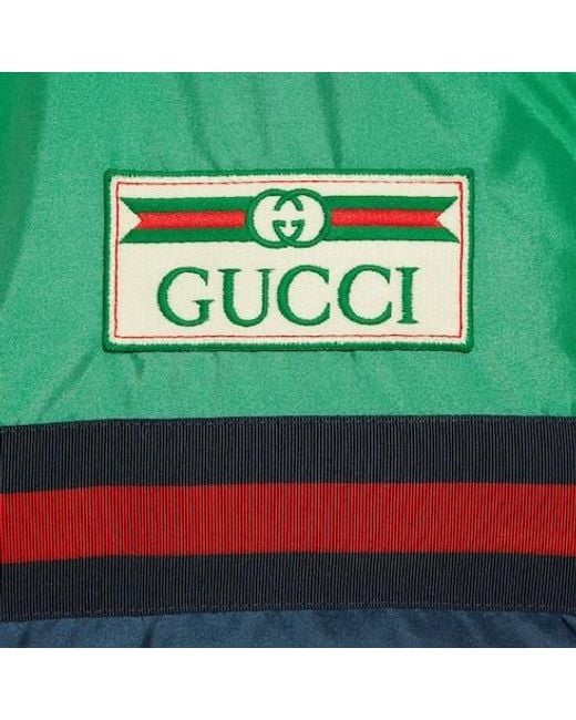 Gucci Blue Colour Blocked Logo Patch Padded Gilet for men