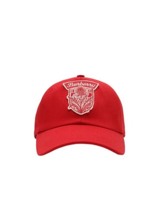 Burberry Red Thistle Shield Gabardine Baseball Cap