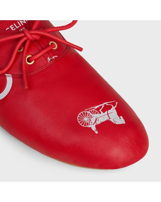 Céline Red Ballet Lace-Up Shoe