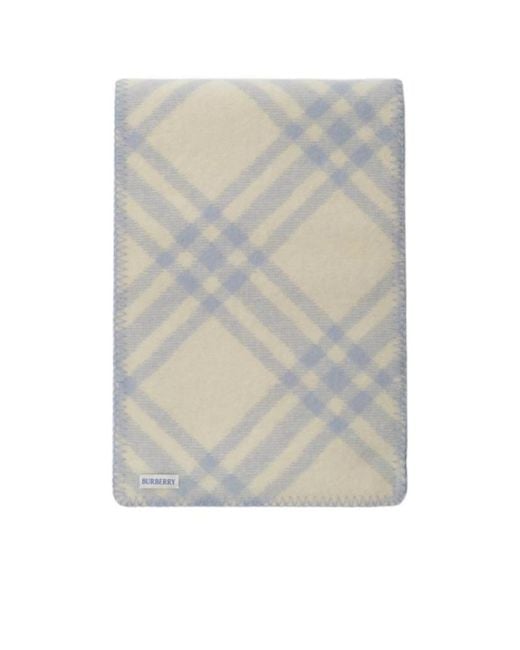 Burberry Gray Logo Patch Checked Scarf