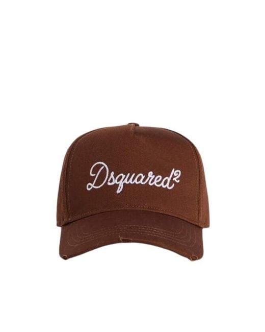 DSquared² Brown Logo Embroidered Baseball Cap for men