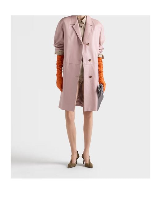 Prada Pink Nappa Leather Coat