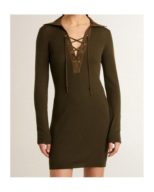 Golden Goose Deluxe Brand Green Long Sleeve Dress