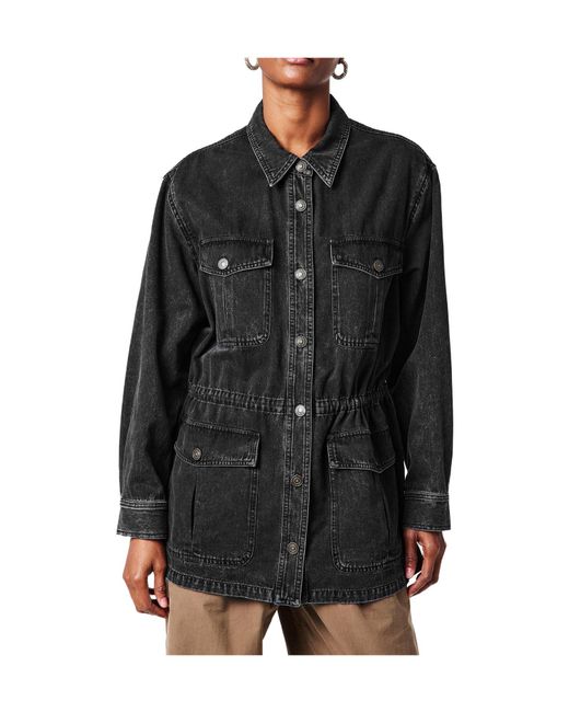 Isabel Marant Black Washed Lapel Denim Coat