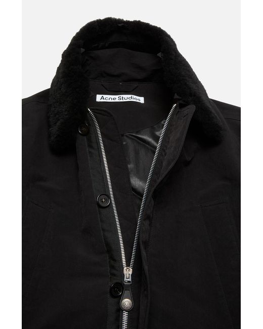 Acne Black Shearling-Collar Bomber Jacket for men