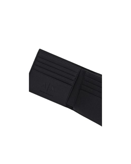 ARMANI EXCHANGE Black Logo-Plaque Bi-Fold Wallet for men