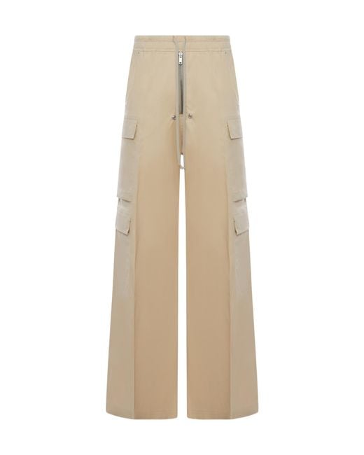 Rick Owens Natural Drawstring Wide Leg Trousers for men