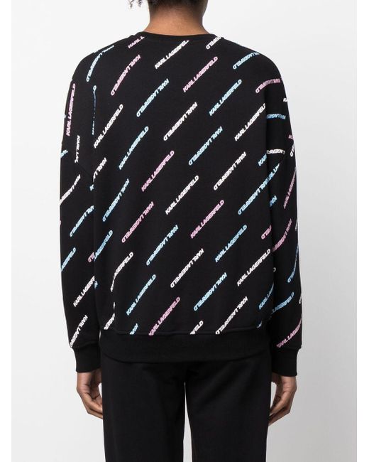 Karl Lagerfeld Black Logo-Print Sweatshirt