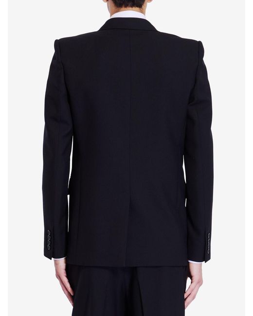 Saint Laurent Black Double-Breasted Long-Sleeved Jacket for men