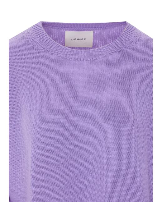 Lisa Yang Purple Crew-Neck Knit Sweater