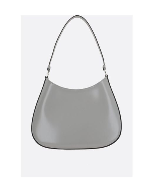 Prada Gray Cleo Brushed Leather Shoulder Bag