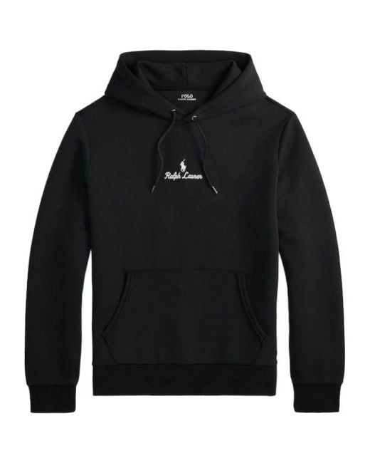Polo Ralph Lauren Black Logo Embroidered Drawstring Hoodie for men