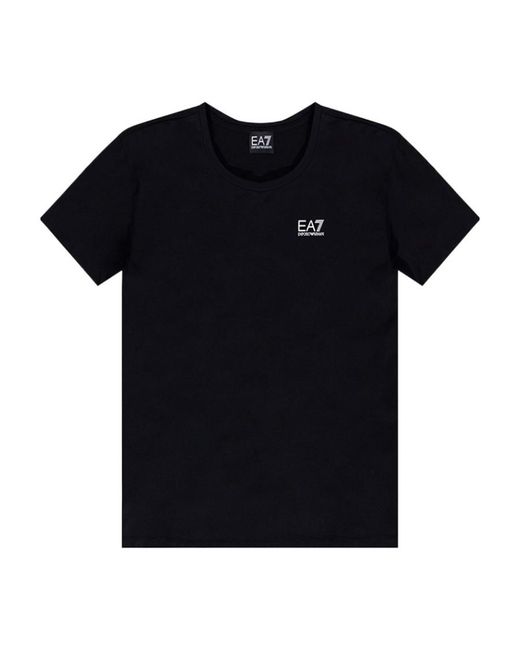 EA7 Black Logo-Print Cotton T-Shirt