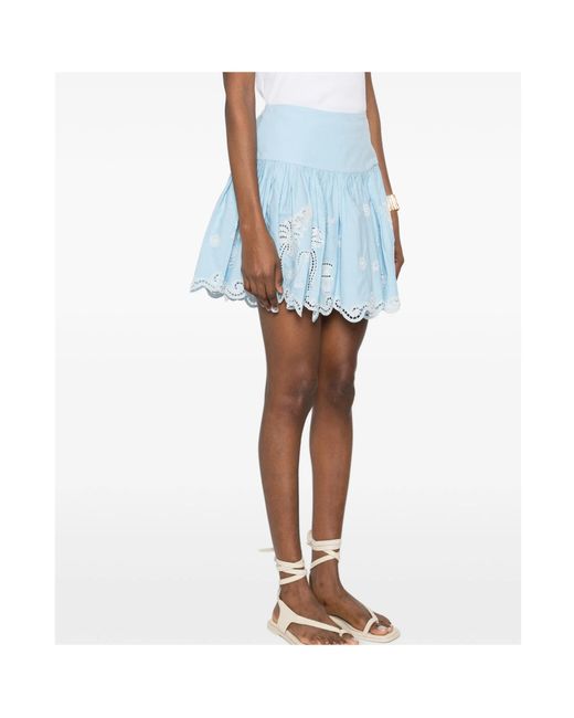ALÉMAIS Blue Maizy Scalloped-Trim Mini Skirt