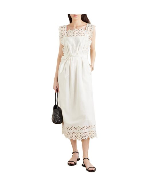 Sea White Spaghetti Strap Midi Dress