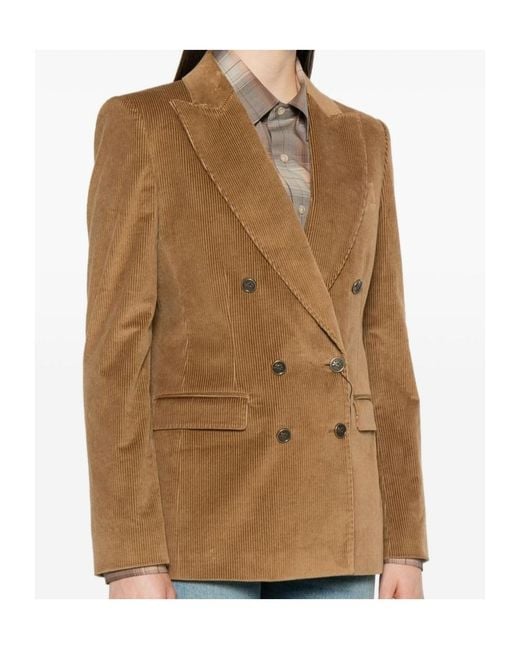 Etro Blue Double-Breasted Corduroy Velvet Jacket