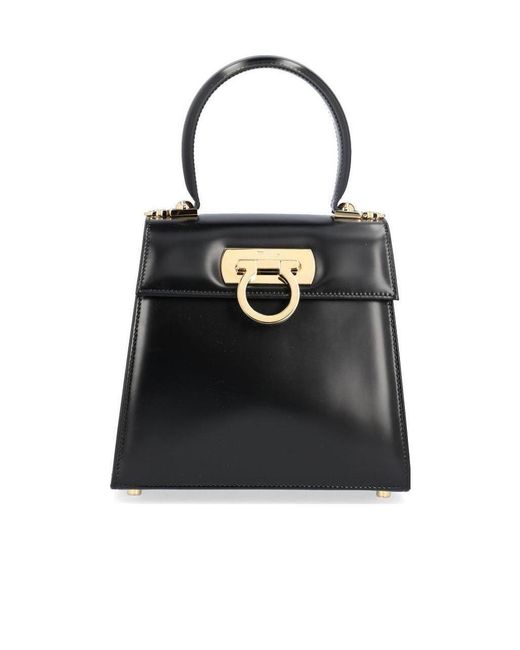 Ferragamo Black Iconic Small Top Handle Bag