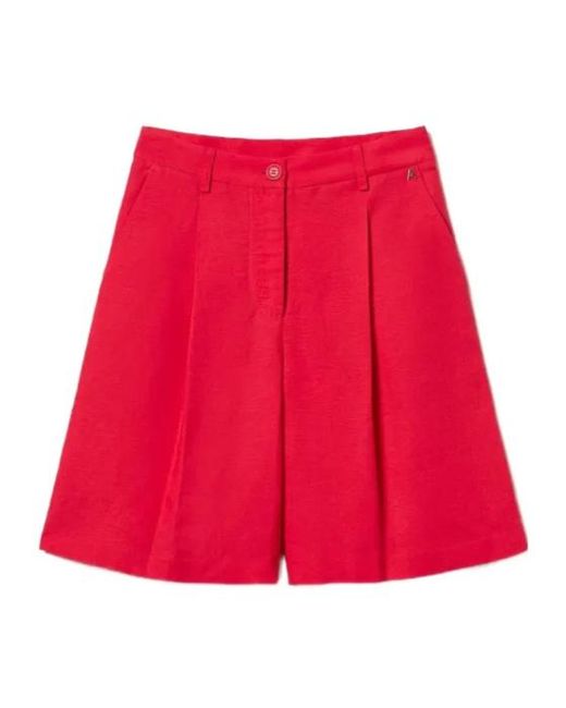 Twinset Red Pleated Shorts