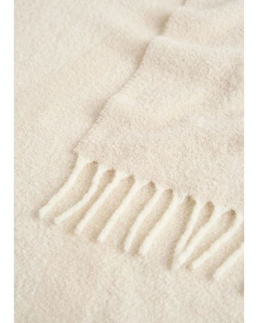 Totême White Totême Monogram Jacquard Fringed Scarf