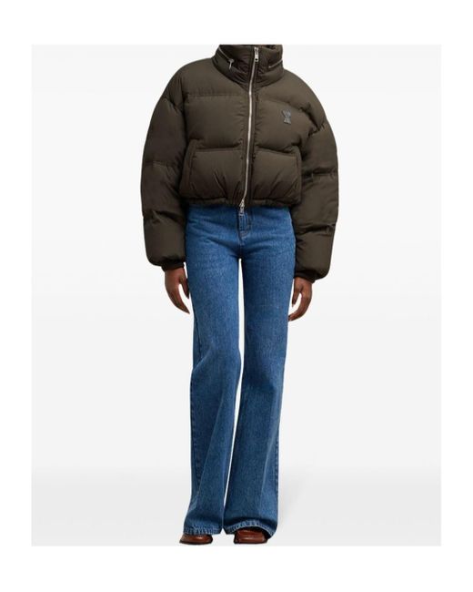 AMI Brown Zipped Puffer Jacket